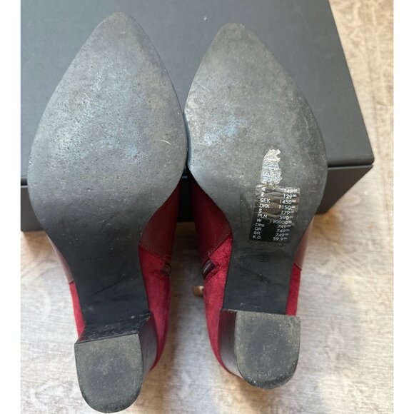 & Other Stories Oxblood Suede + Leather Booties – 90s Style with Silver Accents - Picture 15 of 15